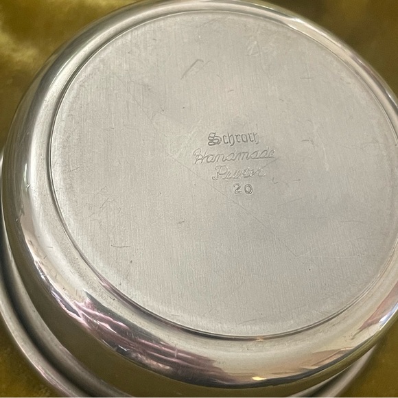 Vintage MCM Schroths Pewter Jewelry Box marked 20 chrome ring box trinket dish - Picture 6 of 9